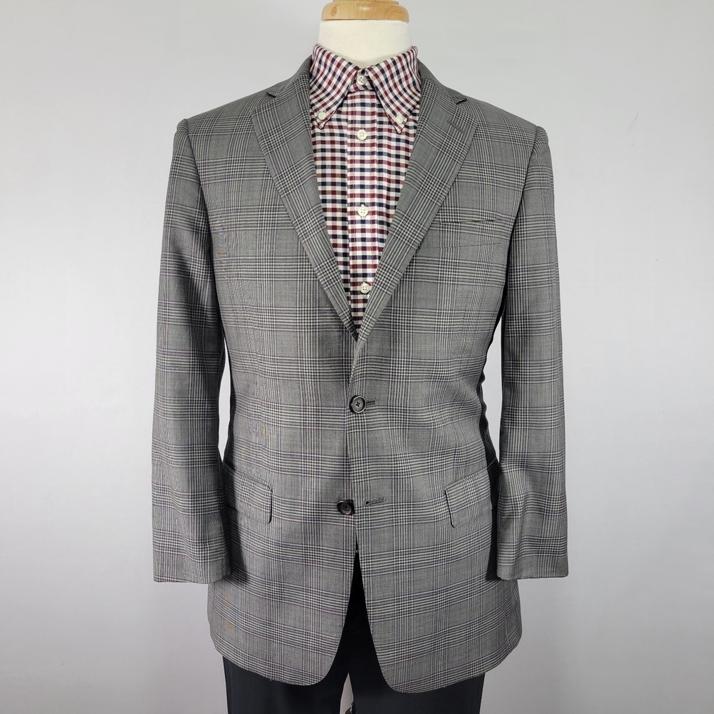 Hart Schaffner Marx Men's Sport Coat Blazer Two Button Gray Glen Plaid Size‎ 40R